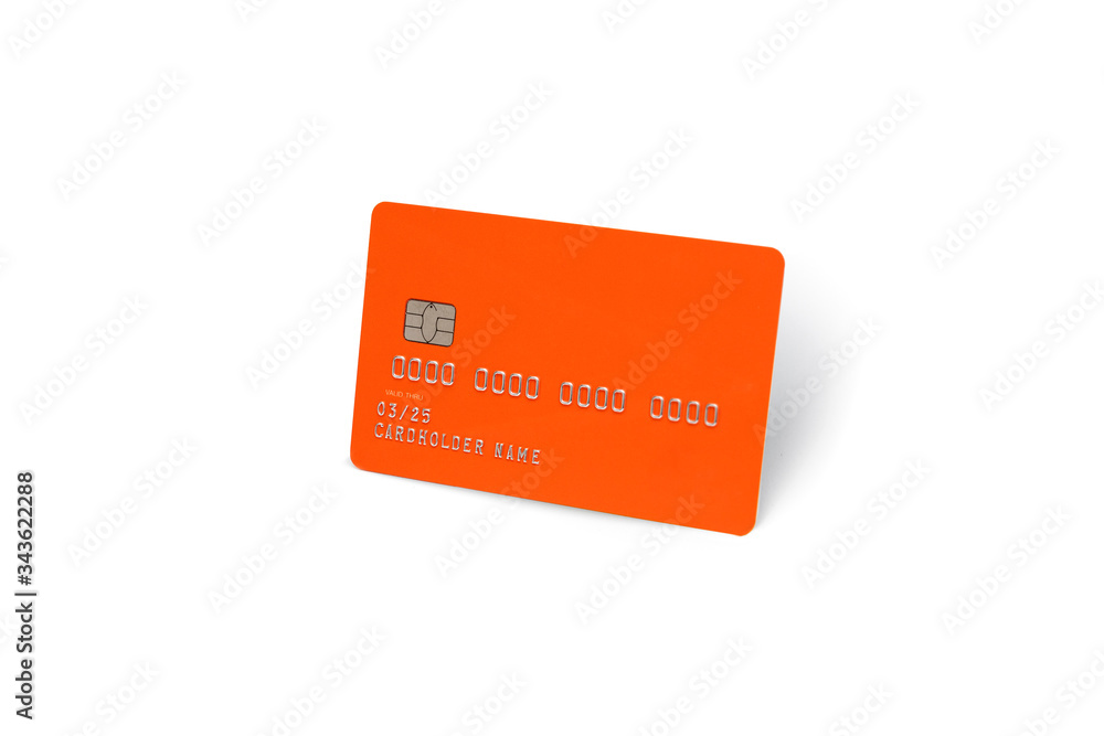 Orange credit card isolated on a white background Orange credit card isolated on a white background