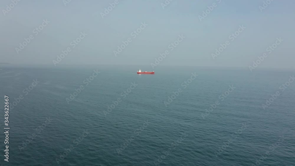 Aerial view of oil tanker ship into the sea, the Black Sea, Bulgaria Aerial view of oil tanker ship into the sea, the Black Sea, Bulgaria