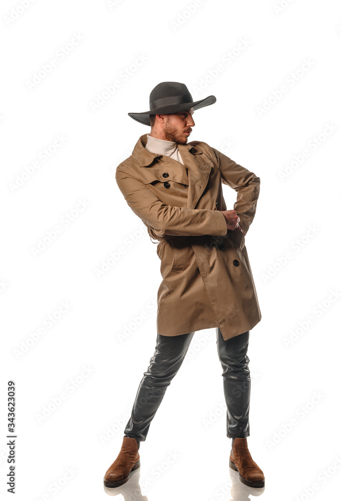 Modern fashion guy wearing black hat Modern fashion guy wearing black hat