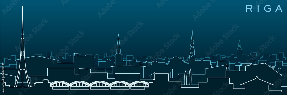 Riga Multiple Lines Skyline and Landmarks Riga Multiple Lines Skyline and Landmarks