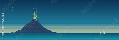 Sea Volcano Eruption Landscape Banner