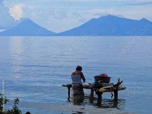 Clothes washing in Lake Nicaragua photo