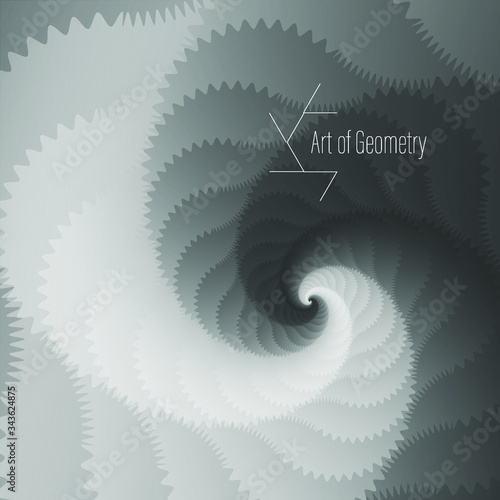 Fractal spiral, abstract geometric art. Vector swirl vortex pattern design. Whirlpool twist hypnotic geometry background.
