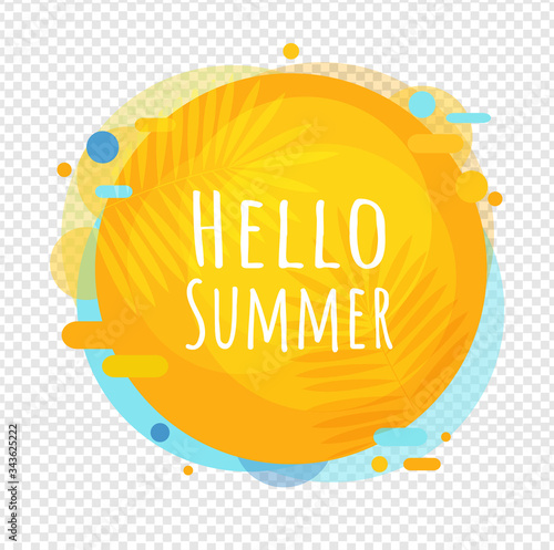 Hello Summer Poster Speech Bubble Isolated Transparent Background