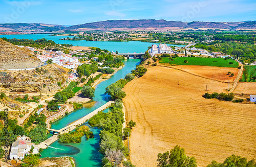 The dam on Guadalete river, Arcos, Spain photo