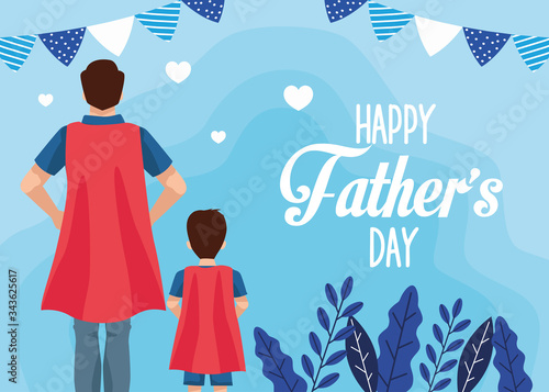 fathers day card with super dad and son characters photo