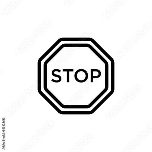 Red Stop Sign, Traffic regulatory warning stop symbol in outline style on white background