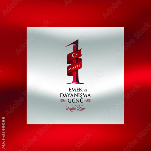 Minimal design for May 1st labor and solidarity day card. (Turkish: 1 mayıs emek ve dayanışma günü, işçi bayramı kutlu olsun) Labour day design for label, social media, banner.