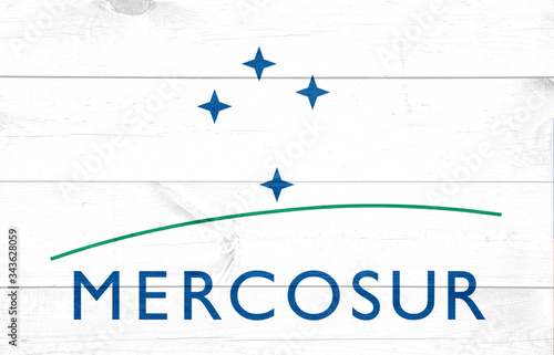 July 16, 2019, Brazil. In this photo illustration the Mercosur soon appears on a flag. photo