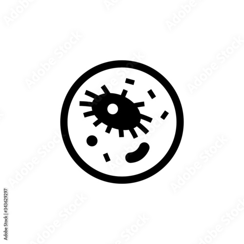 Bacteria icon template Virus or Bacteria symbol in black flat shape design isolated on white background