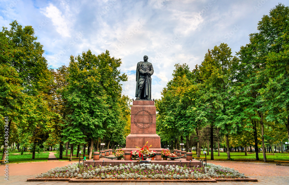 Monument to Soviet military officer Major-General Leonty Gurtyev in Oryol, Russia