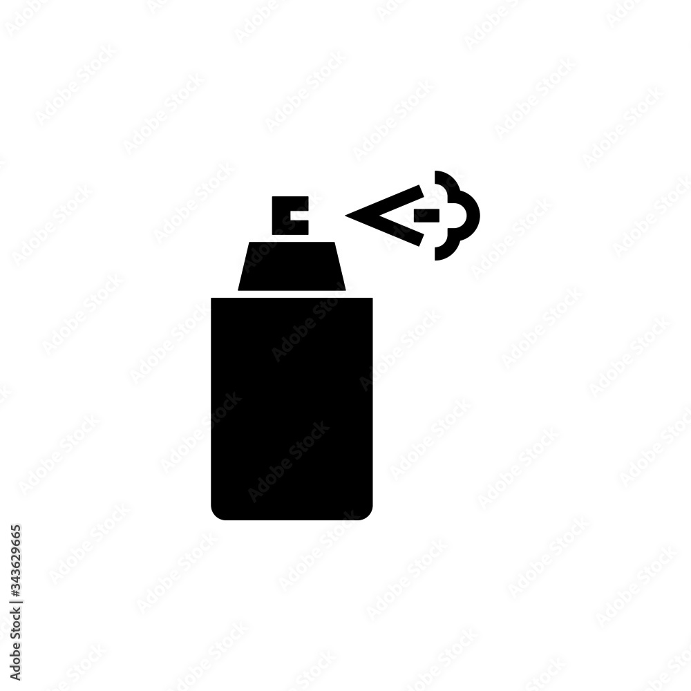 Spray icon template, bottle spray symbol vector sign in black flat shape design isolated on white background Spray icon template, bottle spray symbol vector sign in black flat shape design isolated on white background