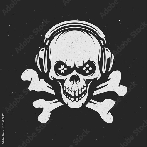 Video games related t-shirt design. Hardcore gamer text. Vector vintage illustration.