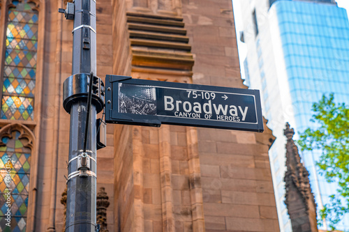 Broadway Street Sign in New York City, with Manhattan photo