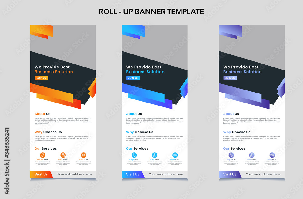 Corporate multi purpose abstract roll up banner vector template set