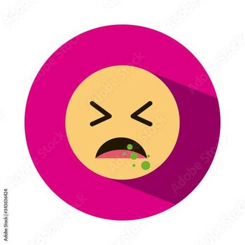 Emojis coronavirus concept, sick emoji coughing icon, block style