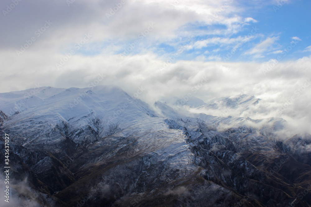 Snow Capped Mountains of Otago, New Zealand.  