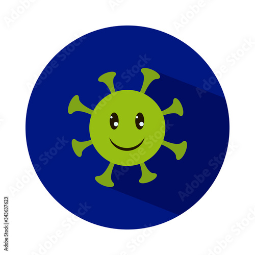 Happy coronavirus emoji icon, block style