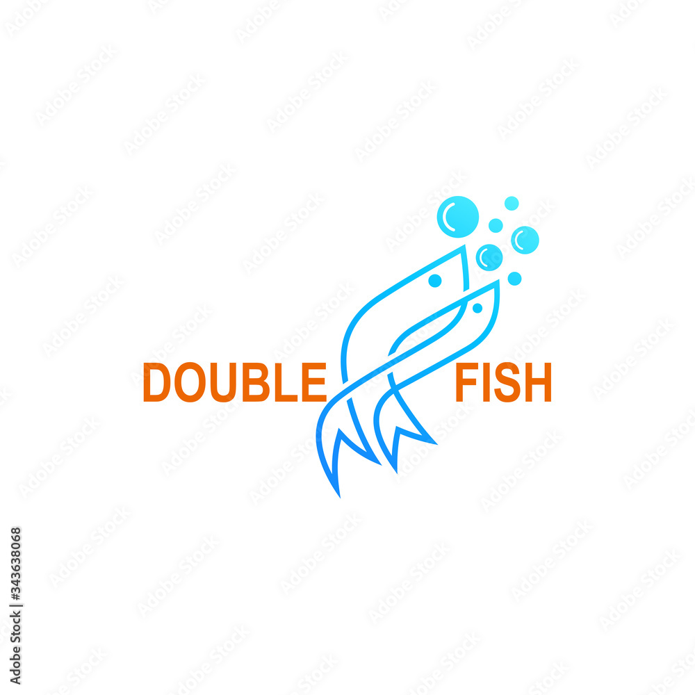 Double fish logo with line, Restaurant icons