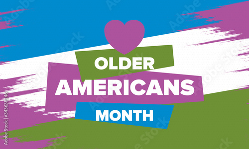 Older Americans Month. Celebrated in May in the United States. National Month of observance for Older Americans. Poster, card, banner and background. Vector illustration