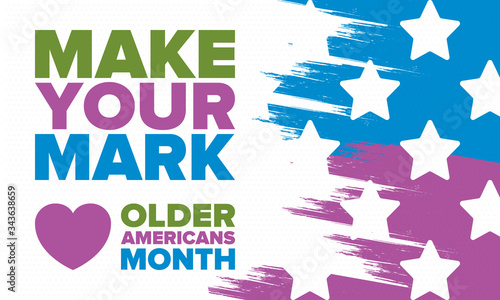 Older Americans Month. Celebrated in May in the United States. National Month of observance for Older Americans. Poster, card, banner and background. Vector illustration