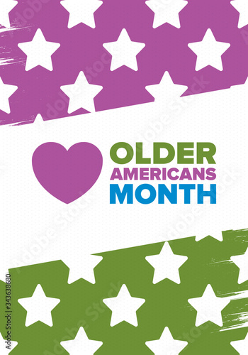 Older Americans Month. Celebrated in May in the United States. National Month of observance for Older Americans. Poster, card, banner and background. Vector illustration