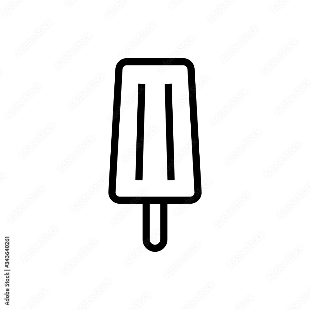 Ice cream icon, Popsicle, Ice cream symbol in outline style on white background Ice cream icon, Popsicle, Ice cream symbol in outline style on white background