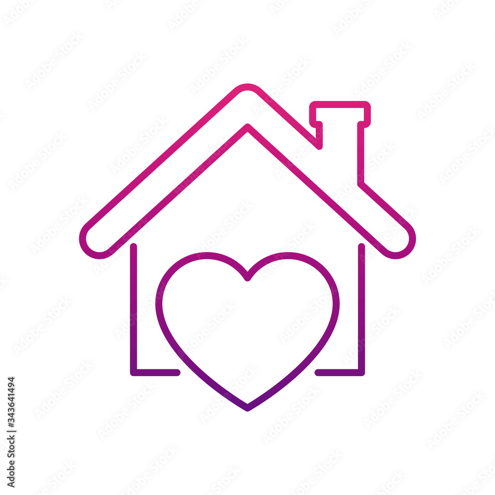 stay home concept, heart and house icon, gradient style