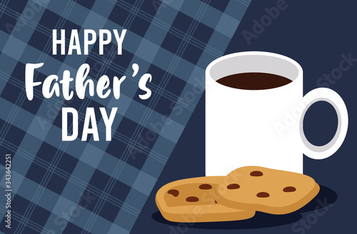 happy fathers day card with coffee cup and cookies