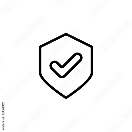 Guaranty shield vector icon in outline style icon, isolated on white background