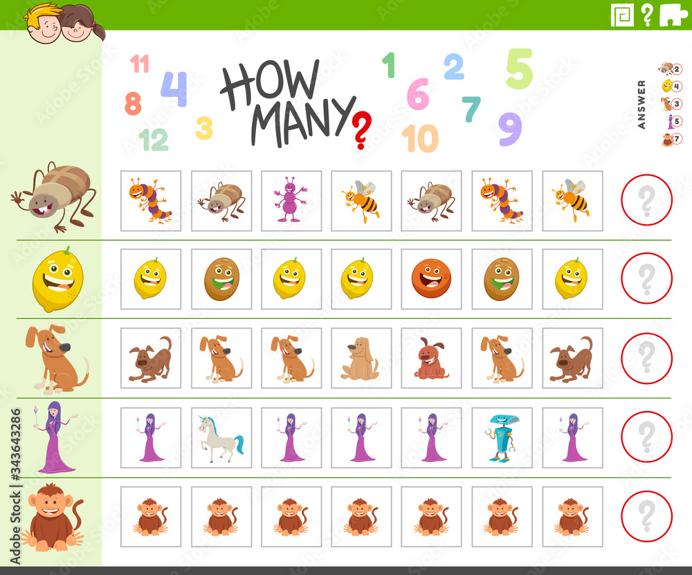 counting game for kids with funny characters