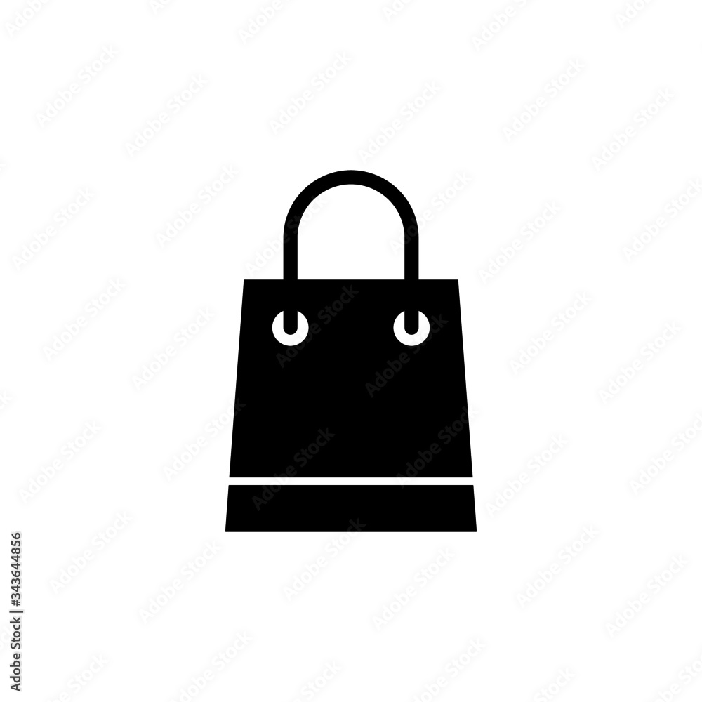 Shopping bag icon, black flat shape design isolated on white background Shopping bag icon, black flat shape design isolated on white background