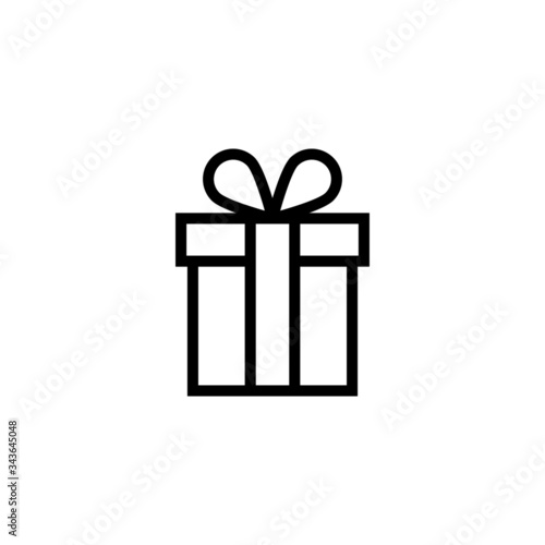 Icon of Gift, Box, Package in outline, lineart style isolated on white background