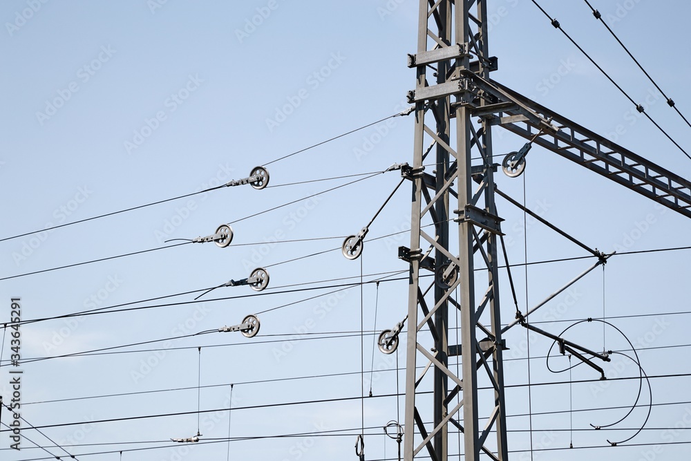Electric overhead of an electrified railway line Electric overhead of an electrified railway line