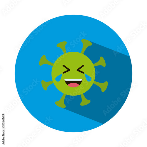 coronavirus emoji crying of laugh, block style