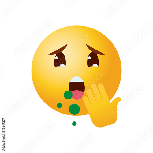 Emoji coronavirus concept, sick emoji coughing, gradient style