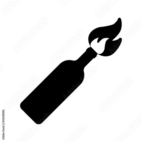 Molotov cocktail icon on white background