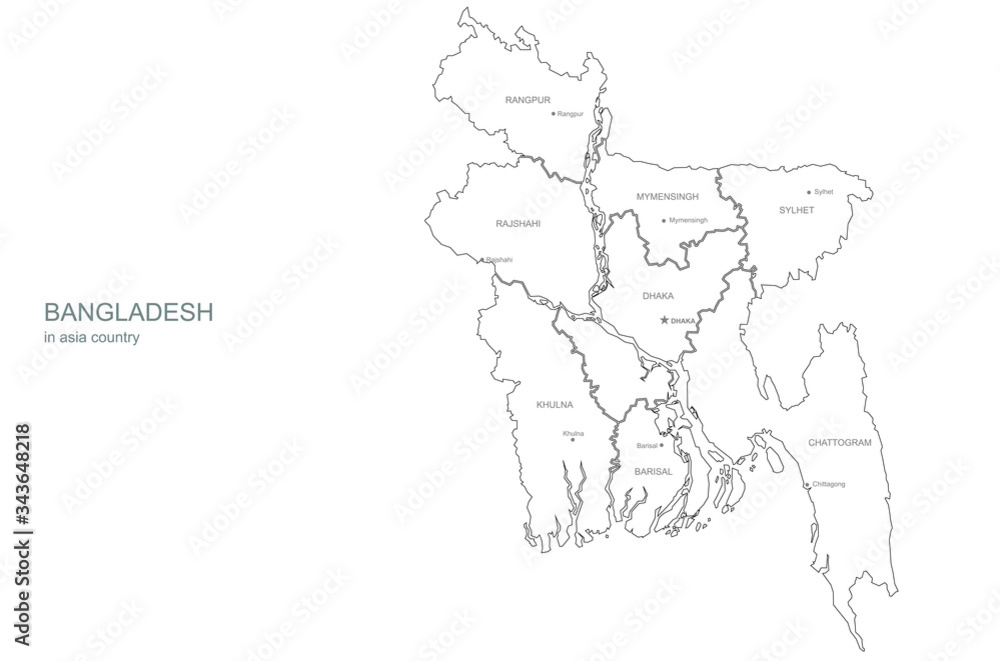 graphic vector country map of  bangladesh.
bangladesh map of asian country.