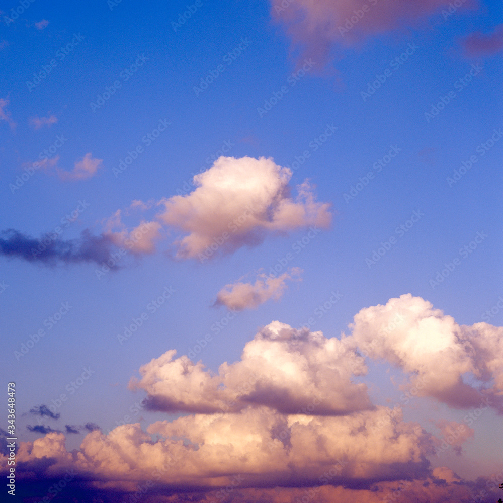 青空と雲と夕陽 青空と雲と夕陽