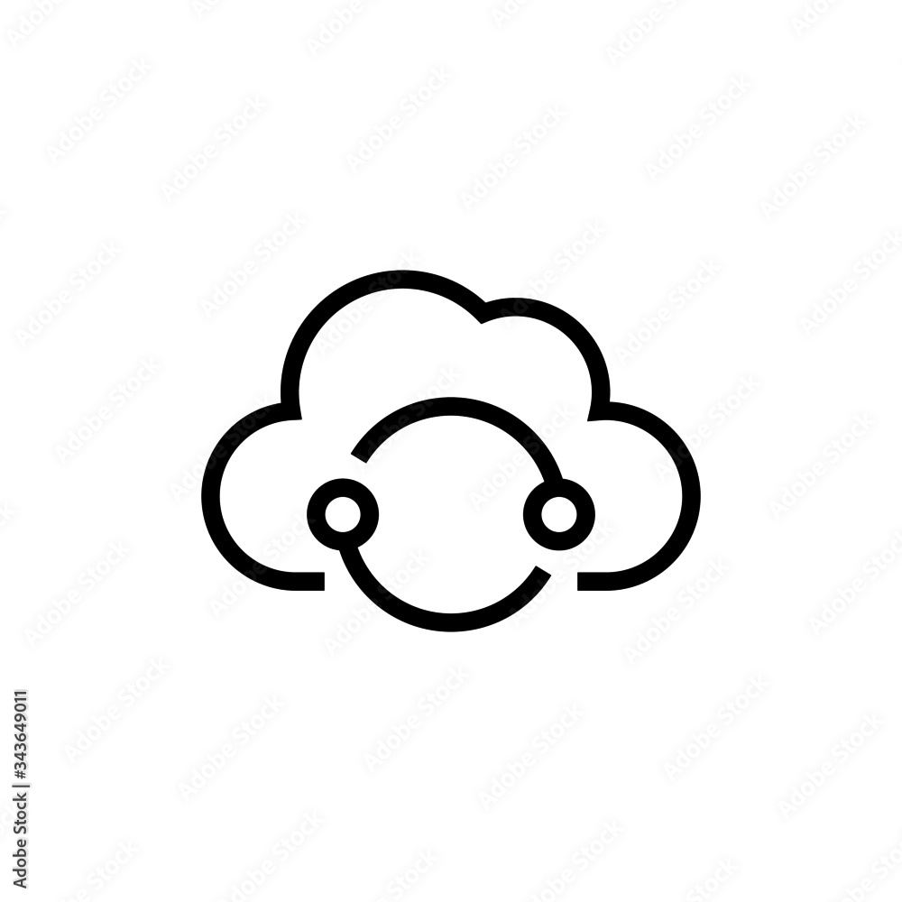 icon of Network, Cloud, Internet in outline, lineart style on white background icon of Network, Cloud, Internet in outline, lineart style on white background
