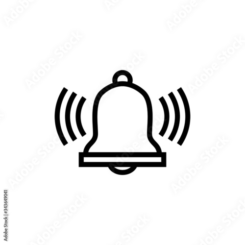 Icon of Bell, Alarm, Notification, Reminder in outline, lineart style on white background