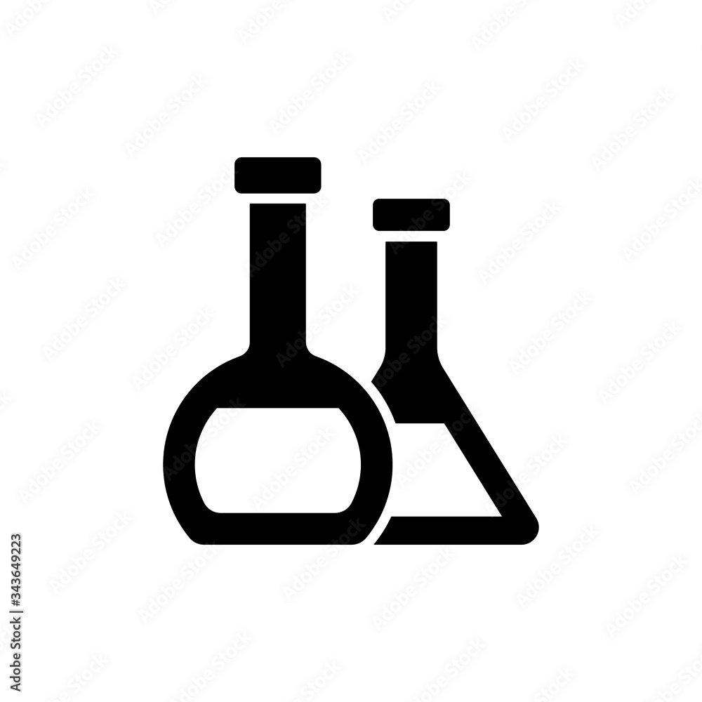 flask icon in black flat shape design on white background flask icon in black flat shape design on white background