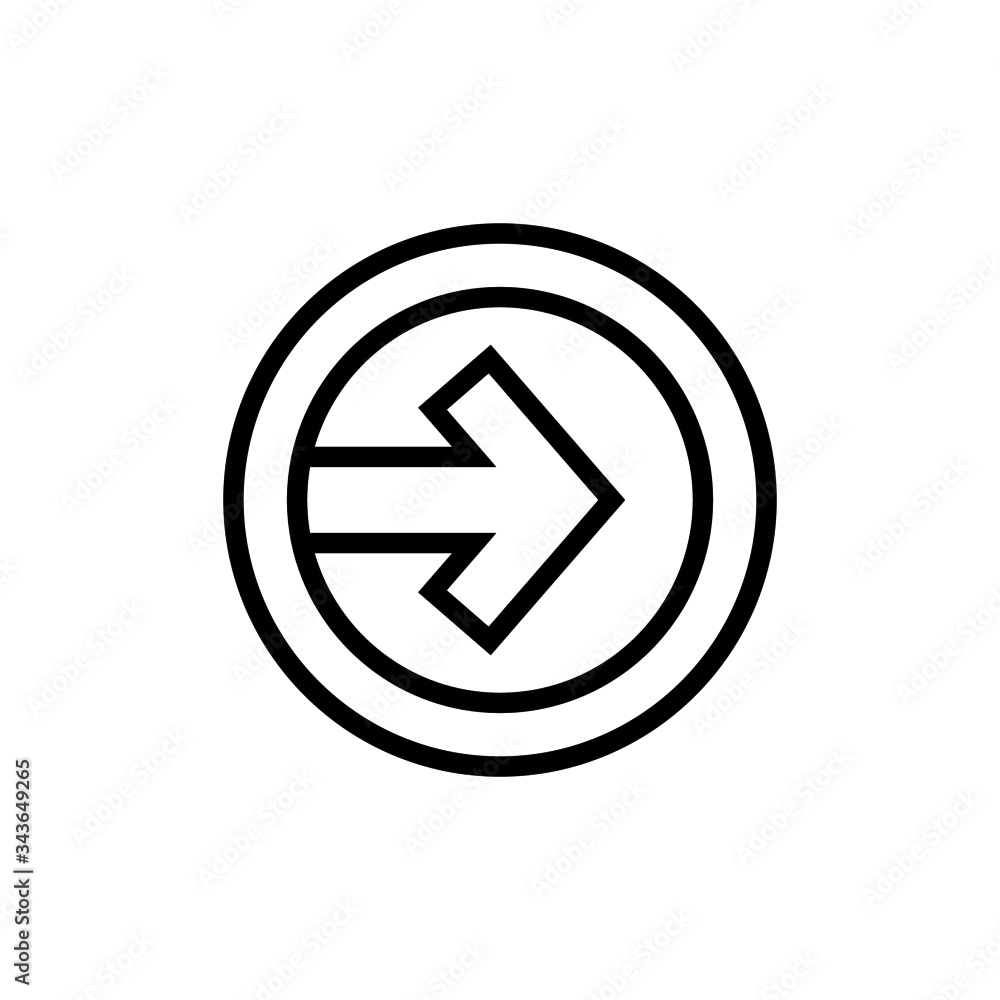 Icon of Arrow, Direction, Navigation, Pointing, Cursor in outline, lineart style on white background Icon of Arrow, Direction, Navigation, Pointing, Cursor in outline, lineart style on white background