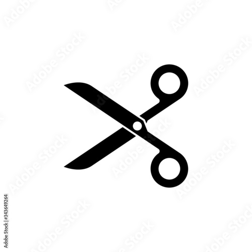 Scissors Icon in black flat shape design on white background