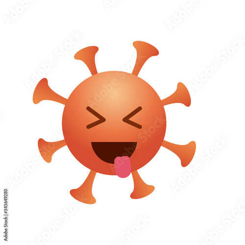 Emoji coronavirus concept, cornavirus emoji stuck out tongue, gradient style