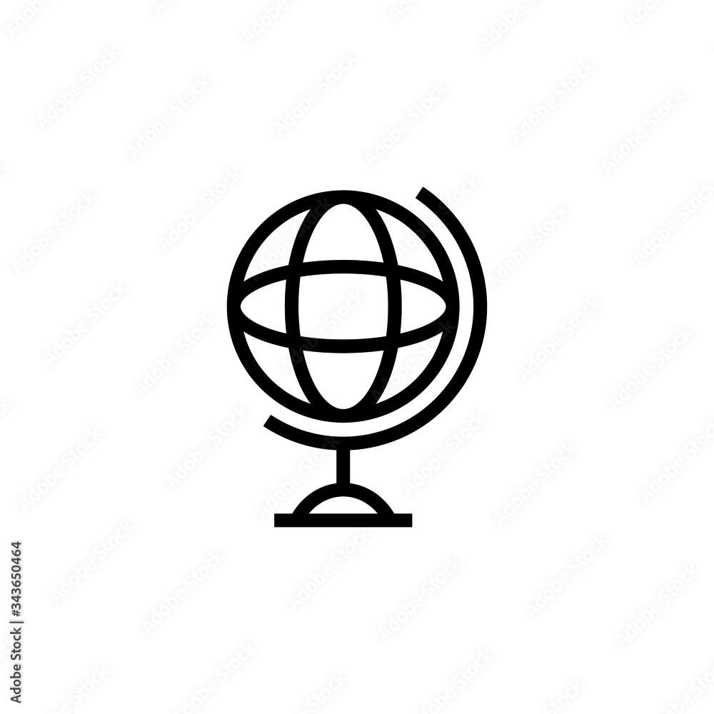 globe icon vector in outline, lineart style on white background globe icon vector in outline, lineart style on white background