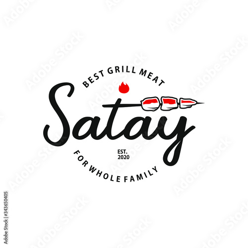 fun simple satay stamp badge food vector graphic design traditional culinary food cuisine label template idea