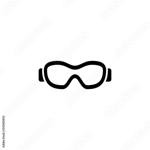 Safety glasses icon in black flat shape design on white background