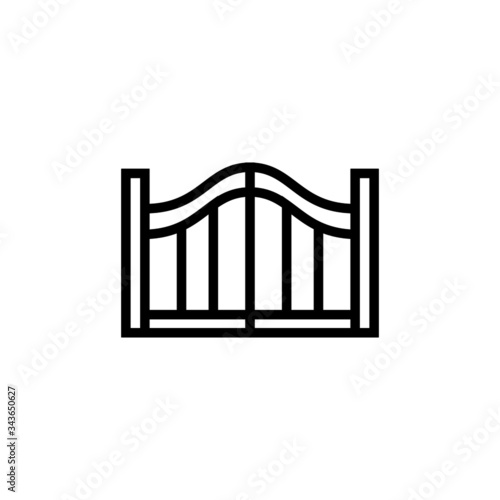 Gate vector icon, gate icon symbol sign in outline, lineart style on white background