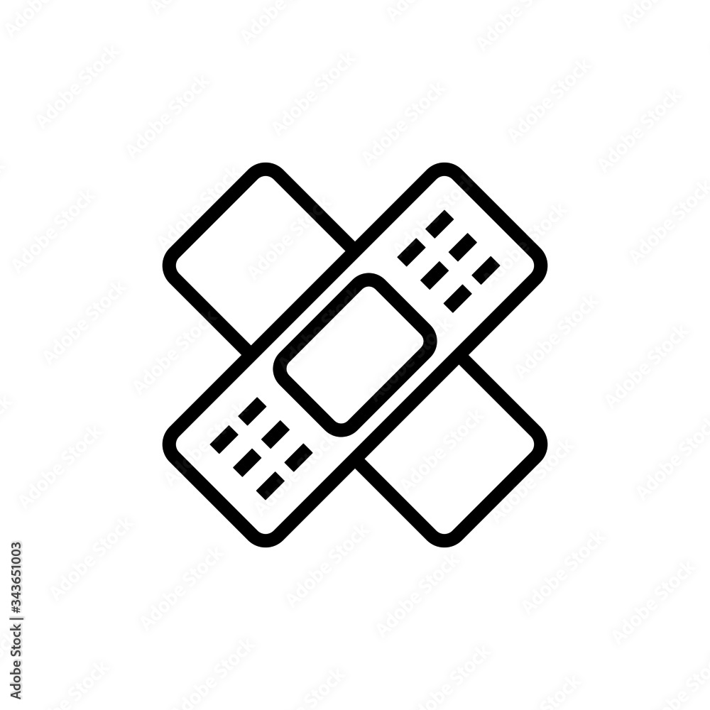 Adhesive plaster icon vector, healthcare, medical plaster icon in outline, lineart style on white background Adhesive plaster icon vector, healthcare, medical plaster icon in outline, lineart style on white background